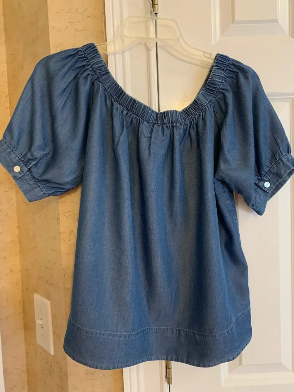 Kate Spade Broome Street Off-The-Shoulder Chambray Top Small